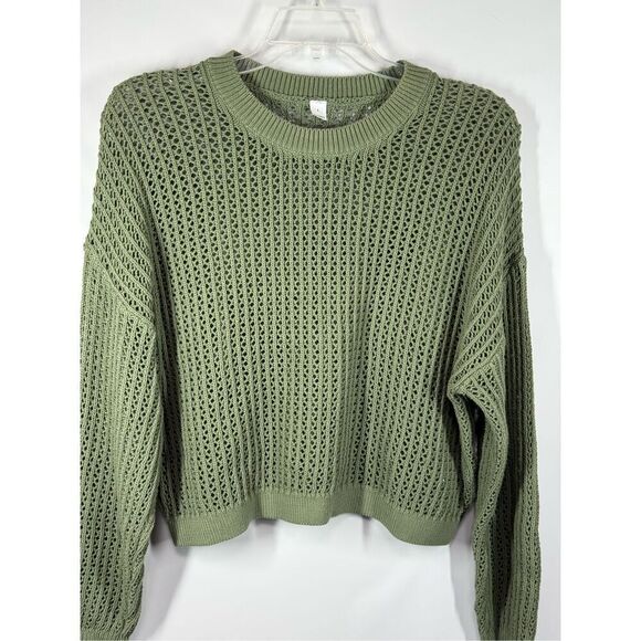 B6 - Old Navy Green Open Knit Short Waist Sweater Size Large NWOT - Picture 1 of 7